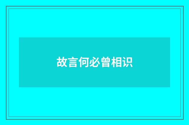 故言何必曾相识