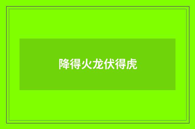 降得火龙伏得虎