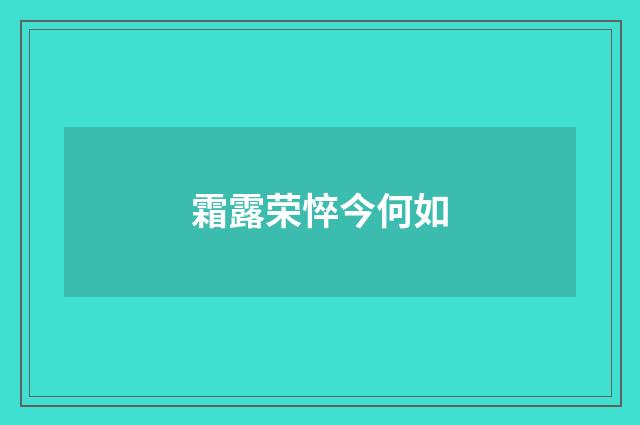 霜露荣悴今何如