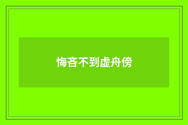 悔吝不到虚舟傍
