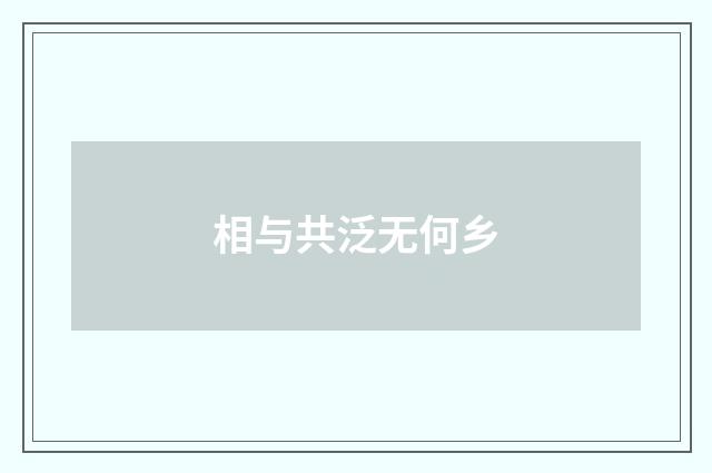 相与共泛无何乡