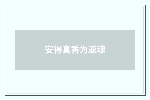 安得真香为返魂