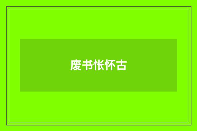 废书怅怀古
