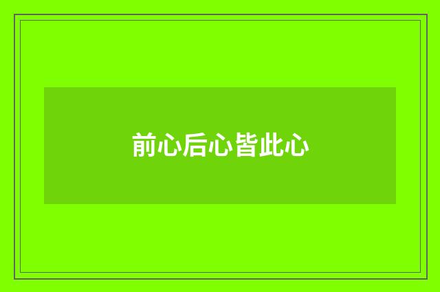 前心后心皆此心