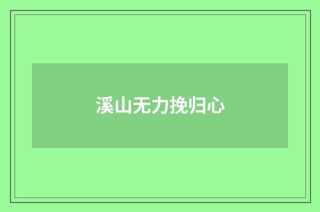 溪山无力挽归心