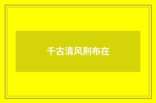 千古清风荆布在