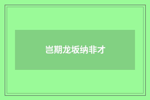 岂期龙坂纳非才