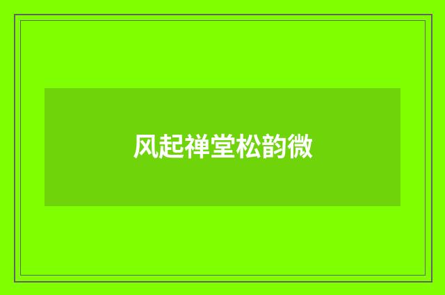 风起禅堂松韵微
