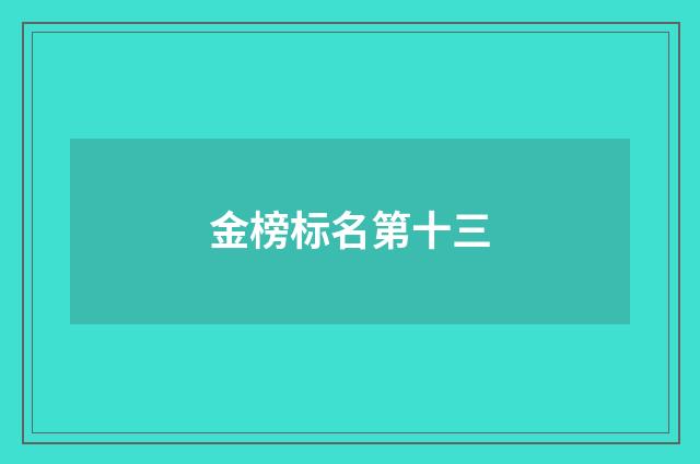 金榜标名第十三