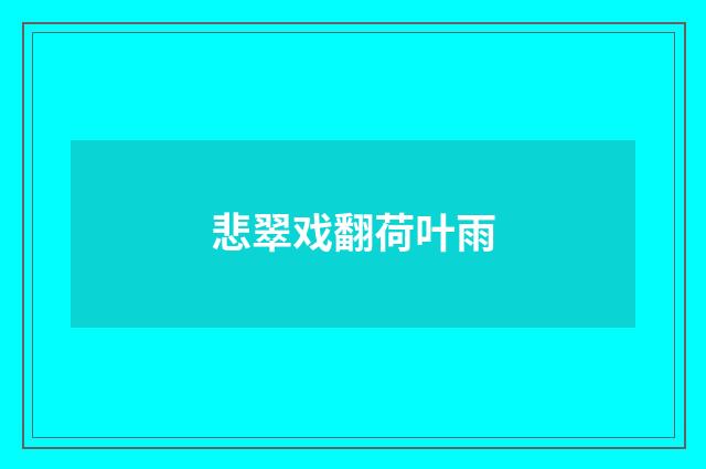 悲翠戏翻荷叶雨