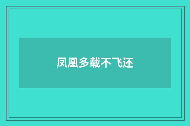 凤凰多载不飞还