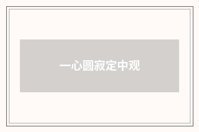 一心圆寂定中观