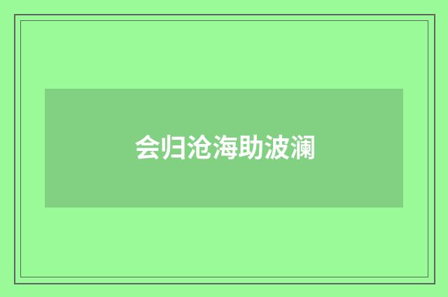 会归沧海助波澜