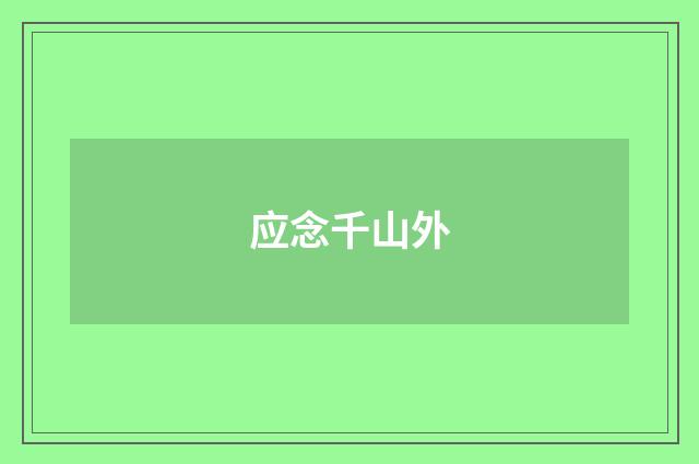 应念千山外