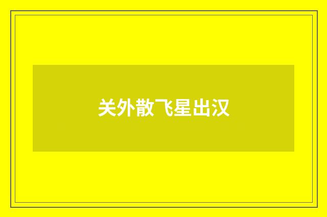 关外散飞星出汉