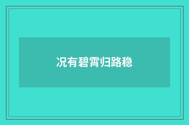 况有碧霄归路稳