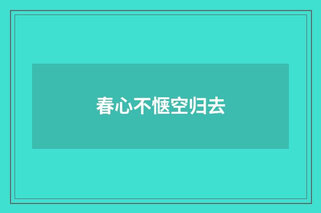 春心不惬空归去