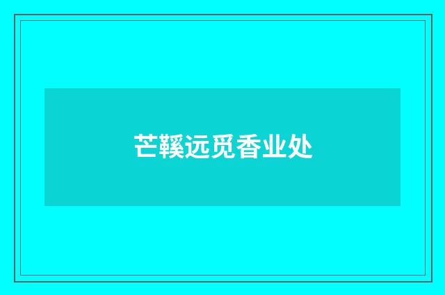 芒鞵远觅香业处