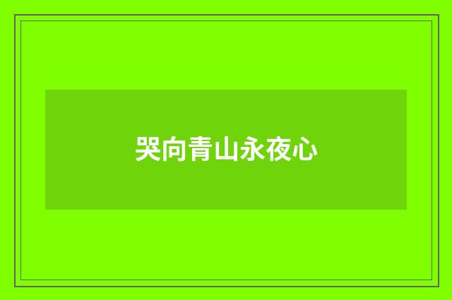 哭向青山永夜心