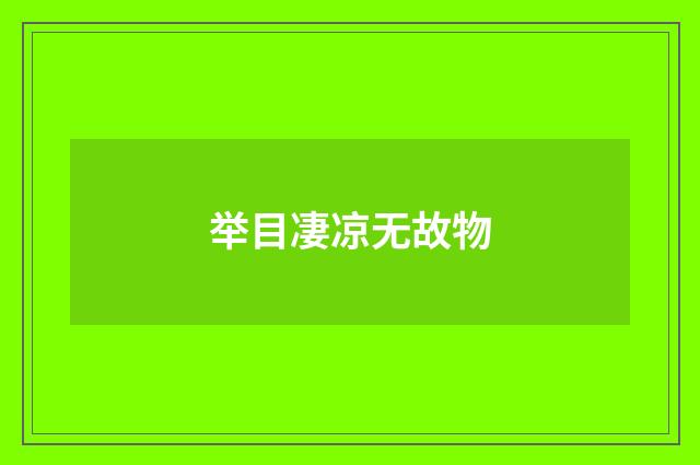 举目凄凉无故物