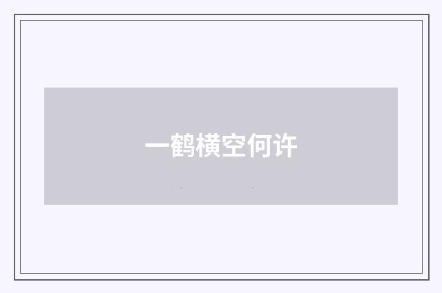 一鹤横空何许