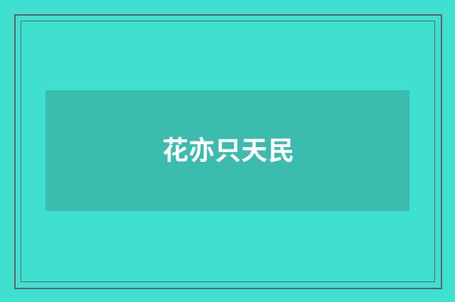 花亦只天民