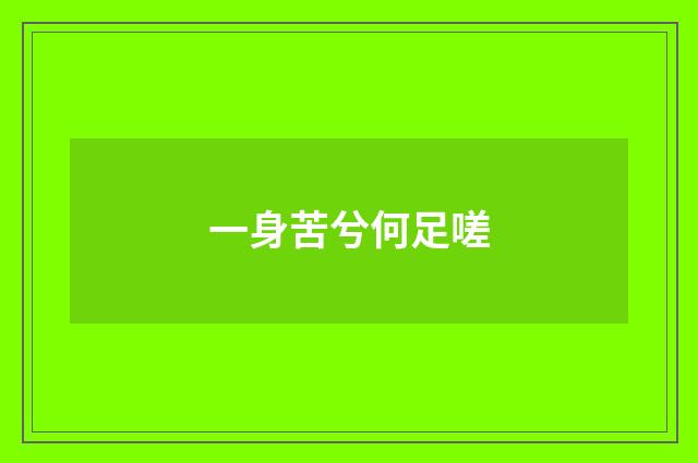 一身苦兮何足嗟