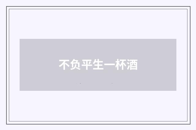 不负平生一杯酒