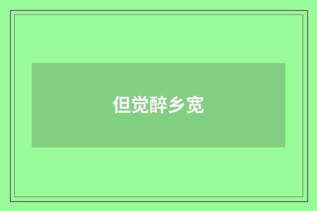 但觉醉乡宽