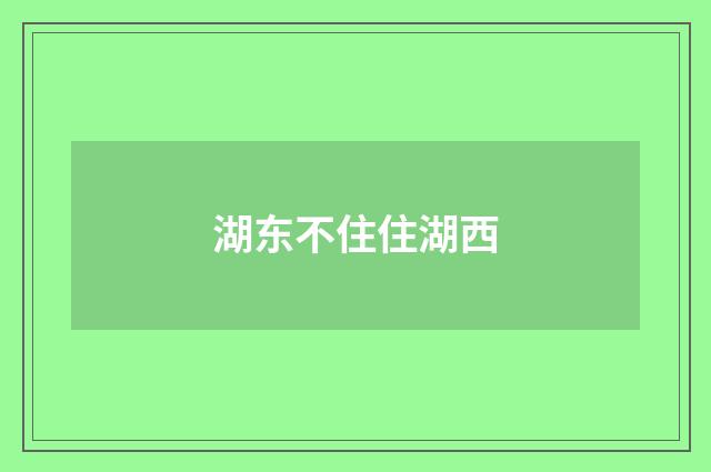湖东不住住湖西