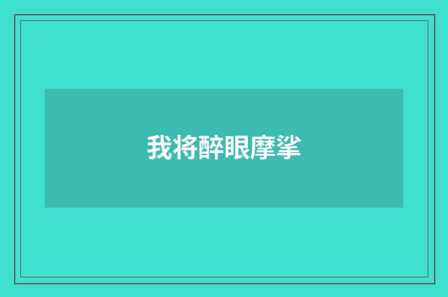 我将醉眼摩挲
