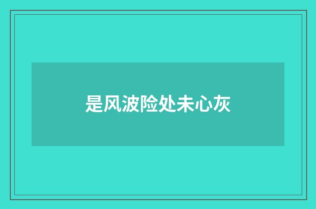 是风波险处未心灰