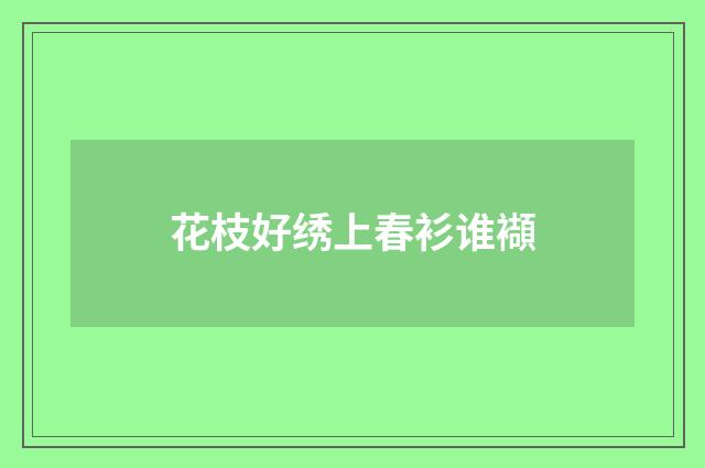 花枝好绣上春衫谁襭