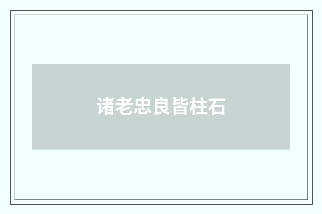 诸老忠良皆柱石