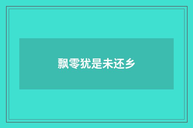 飘零犹是未还乡