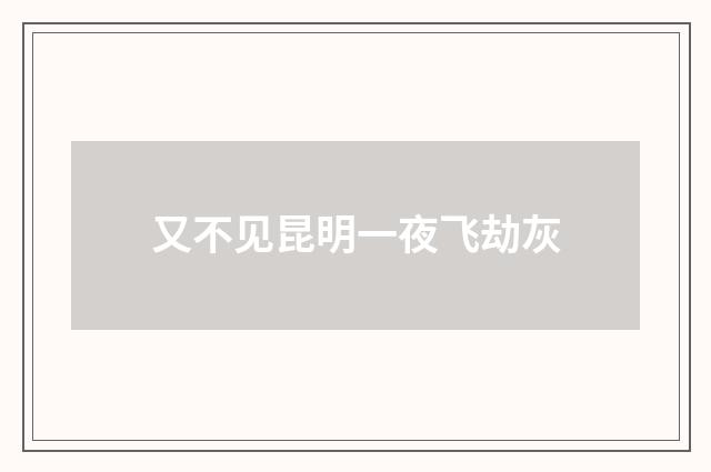 又不见昆明一夜飞劫灰