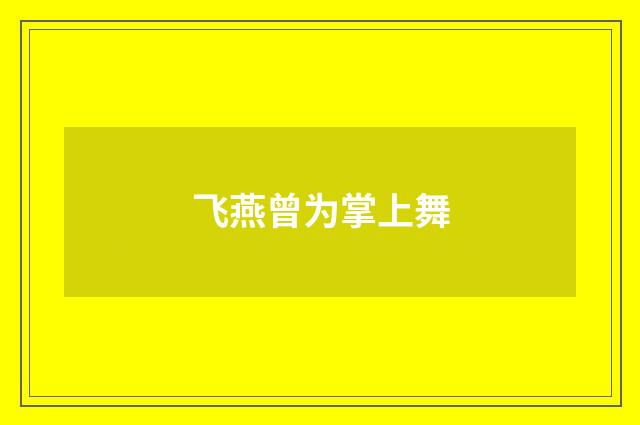 飞燕曾为掌上舞