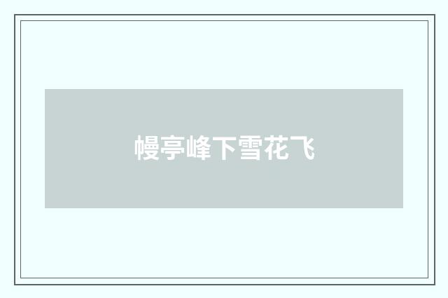 幔亭峰下雪花飞