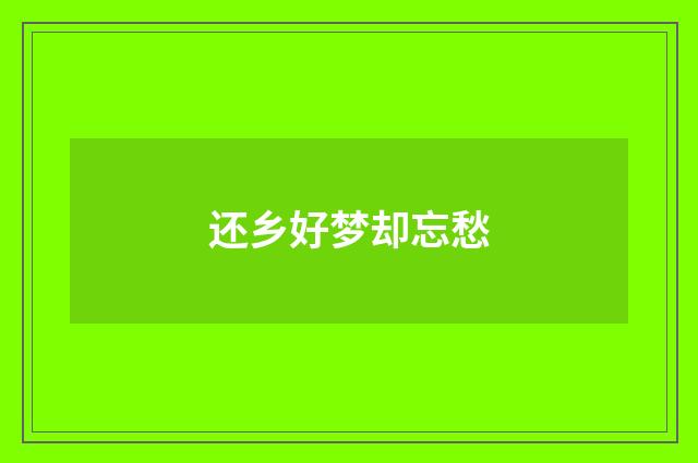 还乡好梦却忘愁