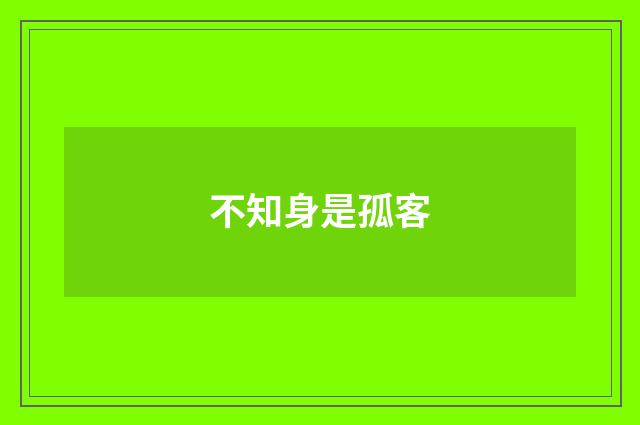 不知身是孤客
