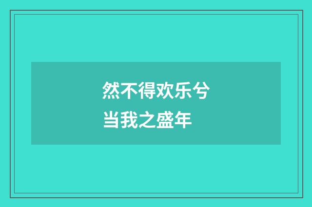 然不得欢乐兮当我之盛年
