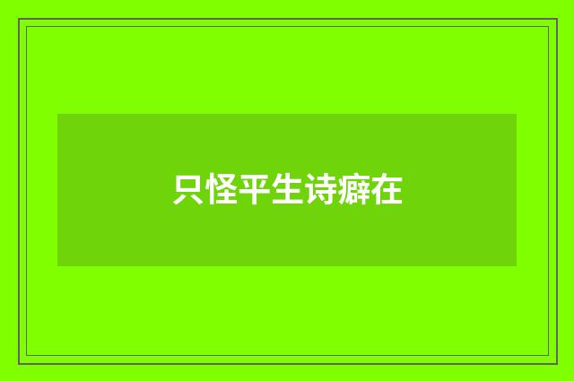 只怪平生诗癖在