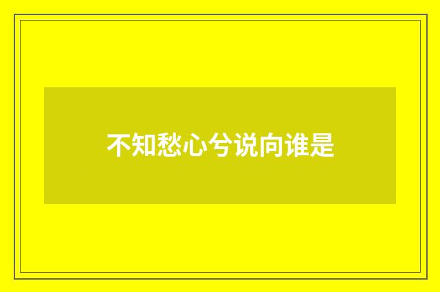 不知愁心兮说向谁是