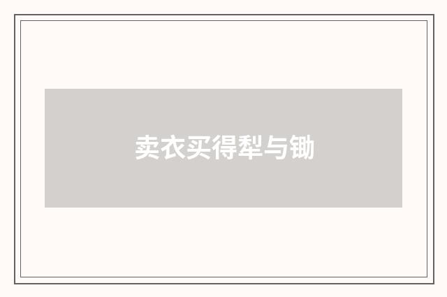 卖衣买得犁与锄