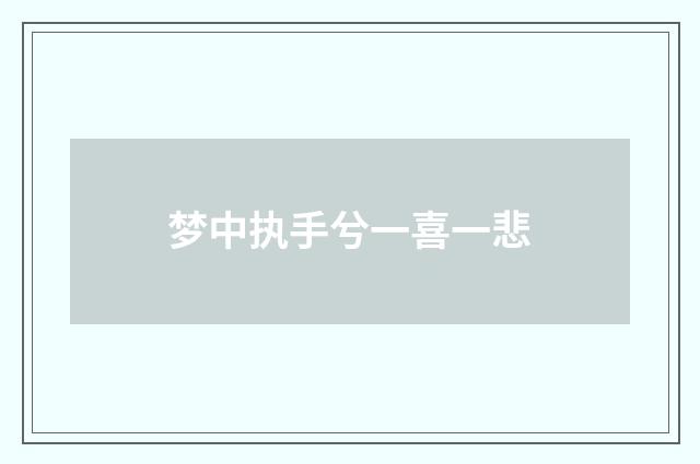 梦中执手兮一喜一悲