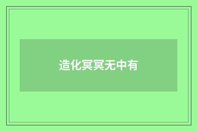 造化冥冥无中有