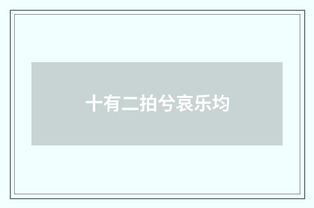 十有二拍兮哀乐均