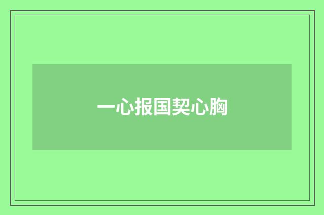 一心报国契心胸