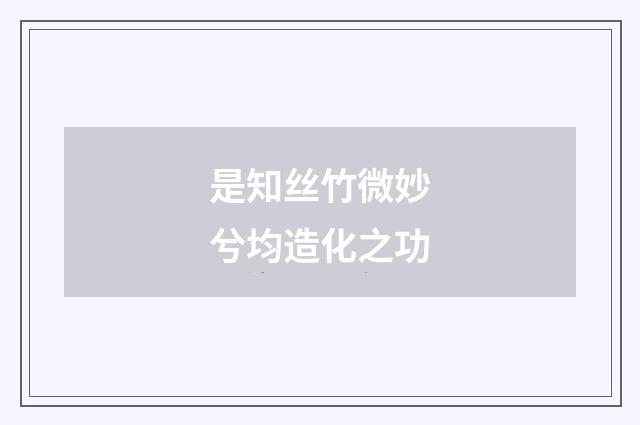 是知丝竹微妙兮均造化之功
