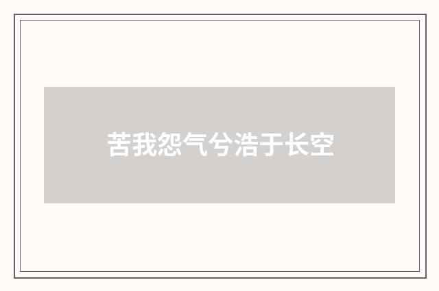 苦我怨气兮浩于长空